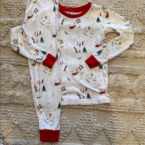 Festive White Pajama Set with Red Trim